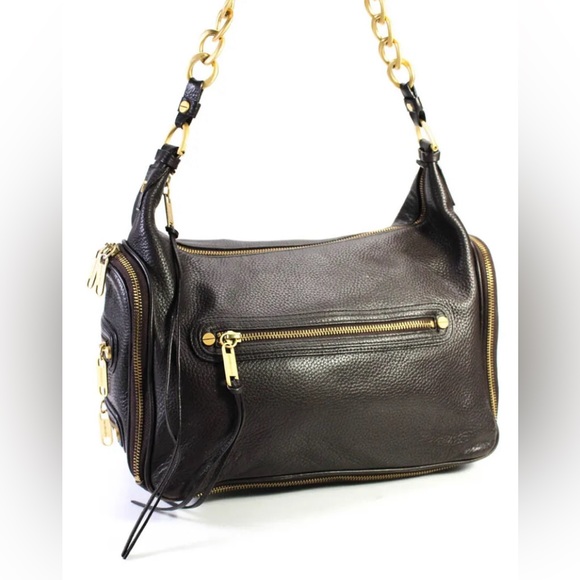 NWOT genuine leather brown pebbles Alexis Hudson Handbag gold toned hardware - Picture 2 of 16